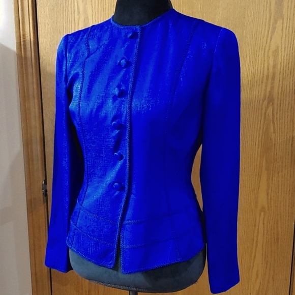Adrianna papell blue indigo purple silk structured blazer - Picture 1 of 7